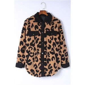 Leopard Button Up Long Sleeve Jacket